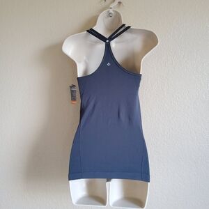 New Nux Athletic Cami Tank Top With Attached Sports Bra Size M Grey
